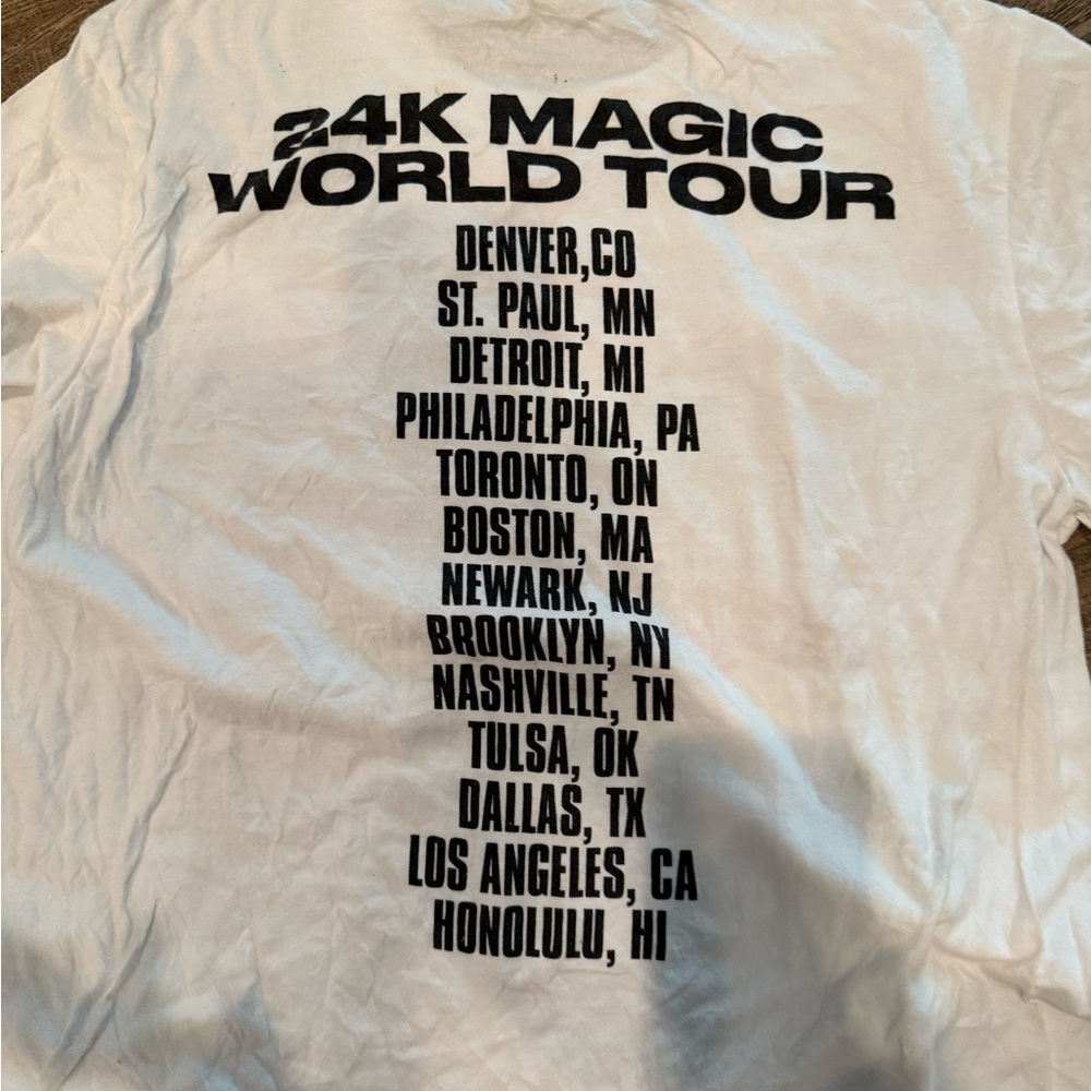 Bruno Mars 24K  White Graphic Tee with Black Silhouette - Picture 4 of 6